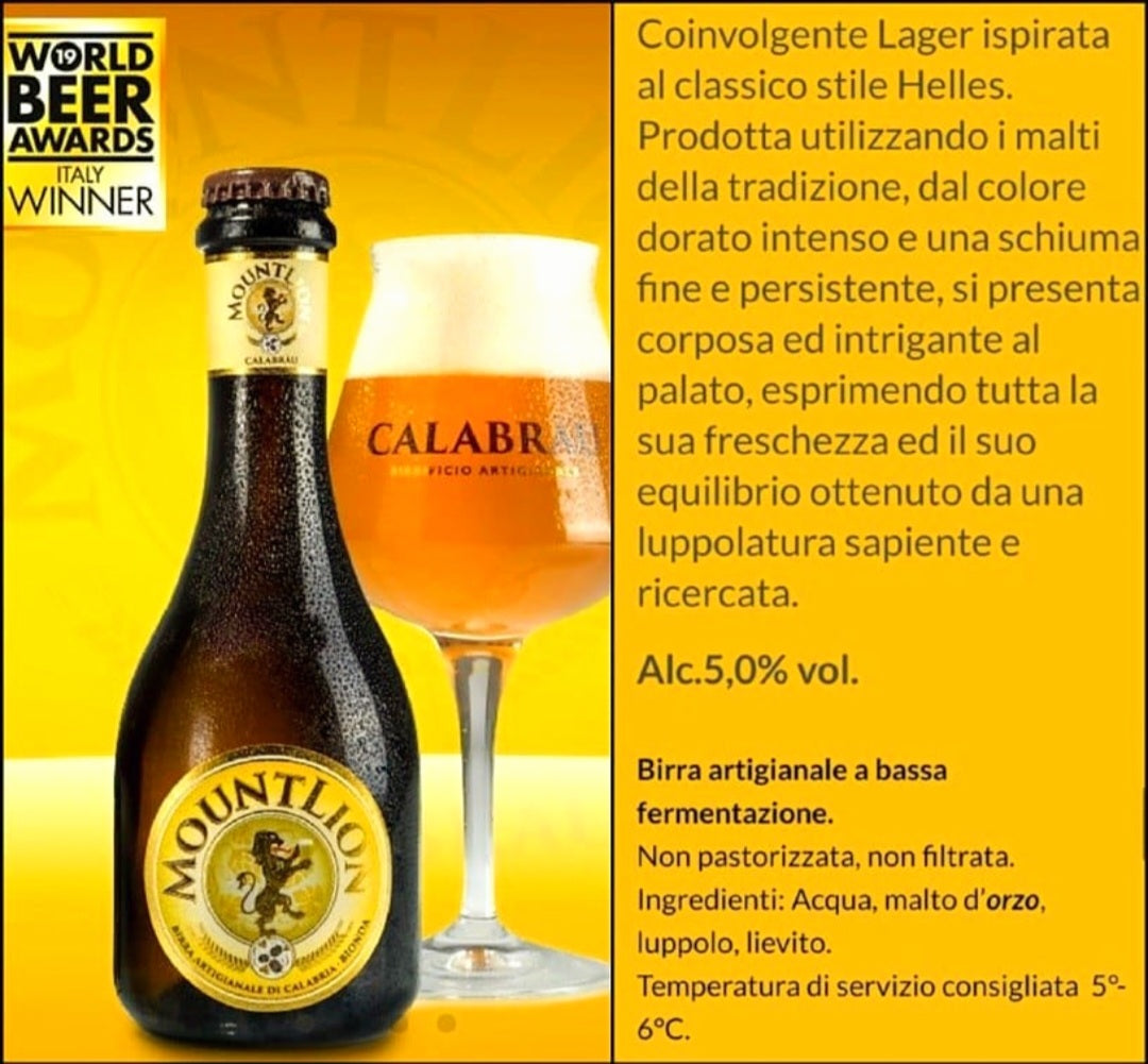 Birra Calabrau Chiara da 33 cl Mount Lion